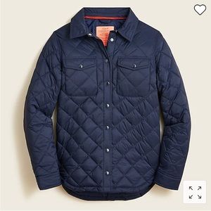 J crew-like new! Quilted navy puffer shirt jacket with Primaloft XL